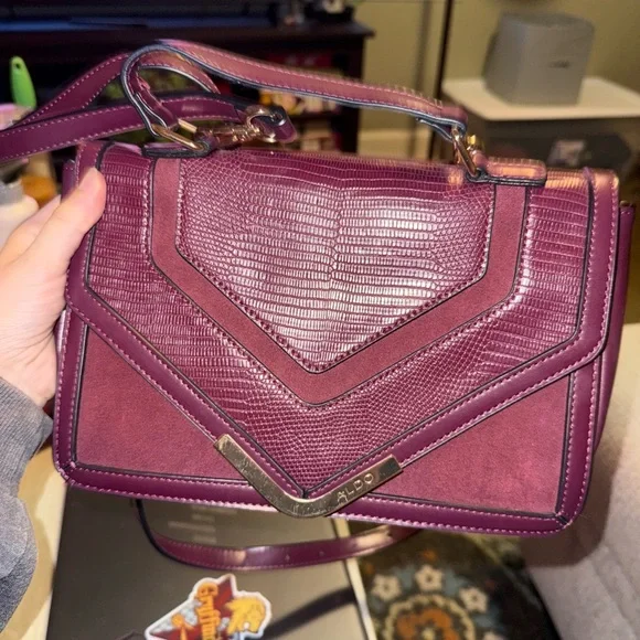 Aldo Dark Burgundy Crossbody Bag with strap. Great condition (minimal frays) - Picture 2 of 6